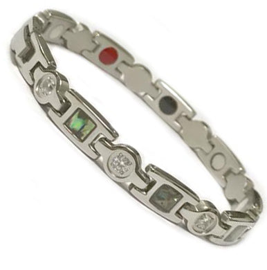 Silver Paua Stainlesss Steel Bio Magnetic Bracelet