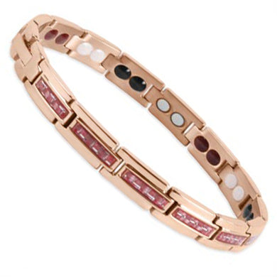 Bio Magnetic Bracelet Titanium Rose Gold and Red