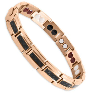 Bio Magnetic Energy Bracelet Titanium Rose Gold and Black