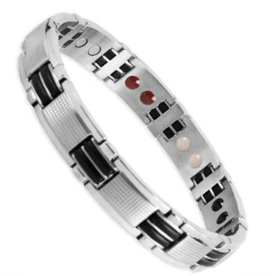 Bio Magnetic Energy Bracelet Stainless Steel Black and Silver